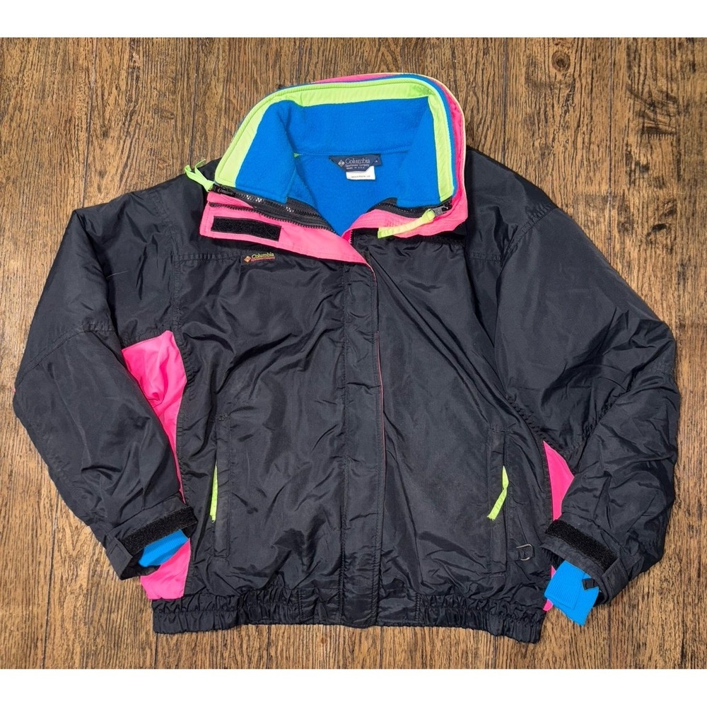 Vintage Columbia Bugaboo Neon Ski Jacket/Pants 3 In 1 Multicolor 90s Womens L/XL - Picture 2 of 9